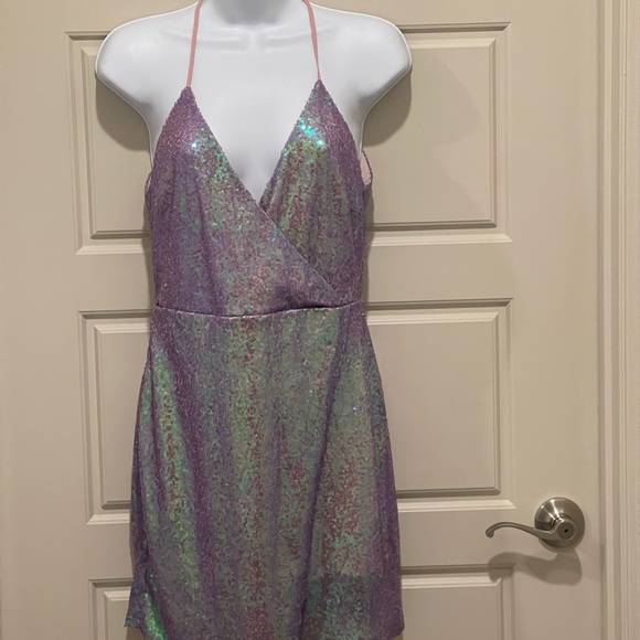 Lulus Hilario Iridescent Sequin Bodycon Mini Dress Size Small - Picture 5 of 11